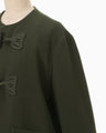 Cording Embroidery Short Duffle Coat - khaki