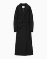 Nylon Twill Chesterfield Coat with Waist Bags - black