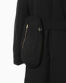Nylon Twill Chesterfield Coat with Waist Bags - black