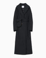 Nylon Twill Chesterfield Coat with Waist Bags - navy