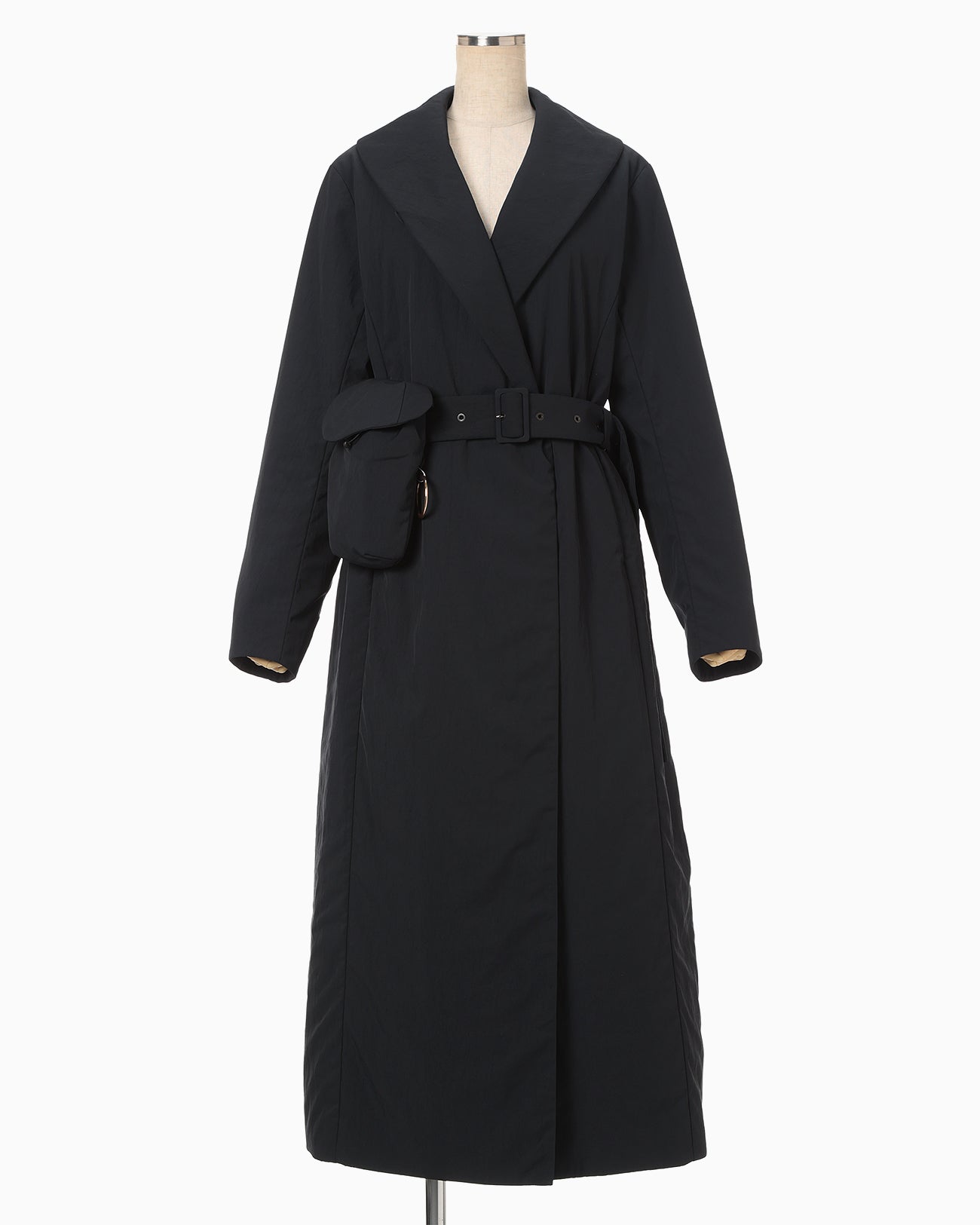 Nylon Twill Chesterfield Coat with Waist Bags - navy - Mame Kurogouchi