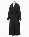Nylon Twill Chesterfield Coat with Waist Bags - navy