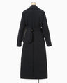 Nylon Twill Chesterfield Coat with Waist Bags - navy
