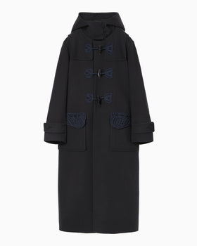 Cording Embroidery Duffle Coat - navy