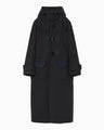 Cording Embroidery Duffle Coat - navy