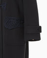 Cording Embroidery Duffle Coat - navy