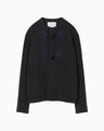 Cording Embroidery Short Duffle Coat - navy