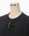 Cording Embroidery Short Duffle Coat - navy