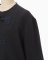 Cording Embroidery Short Duffle Coat - navy