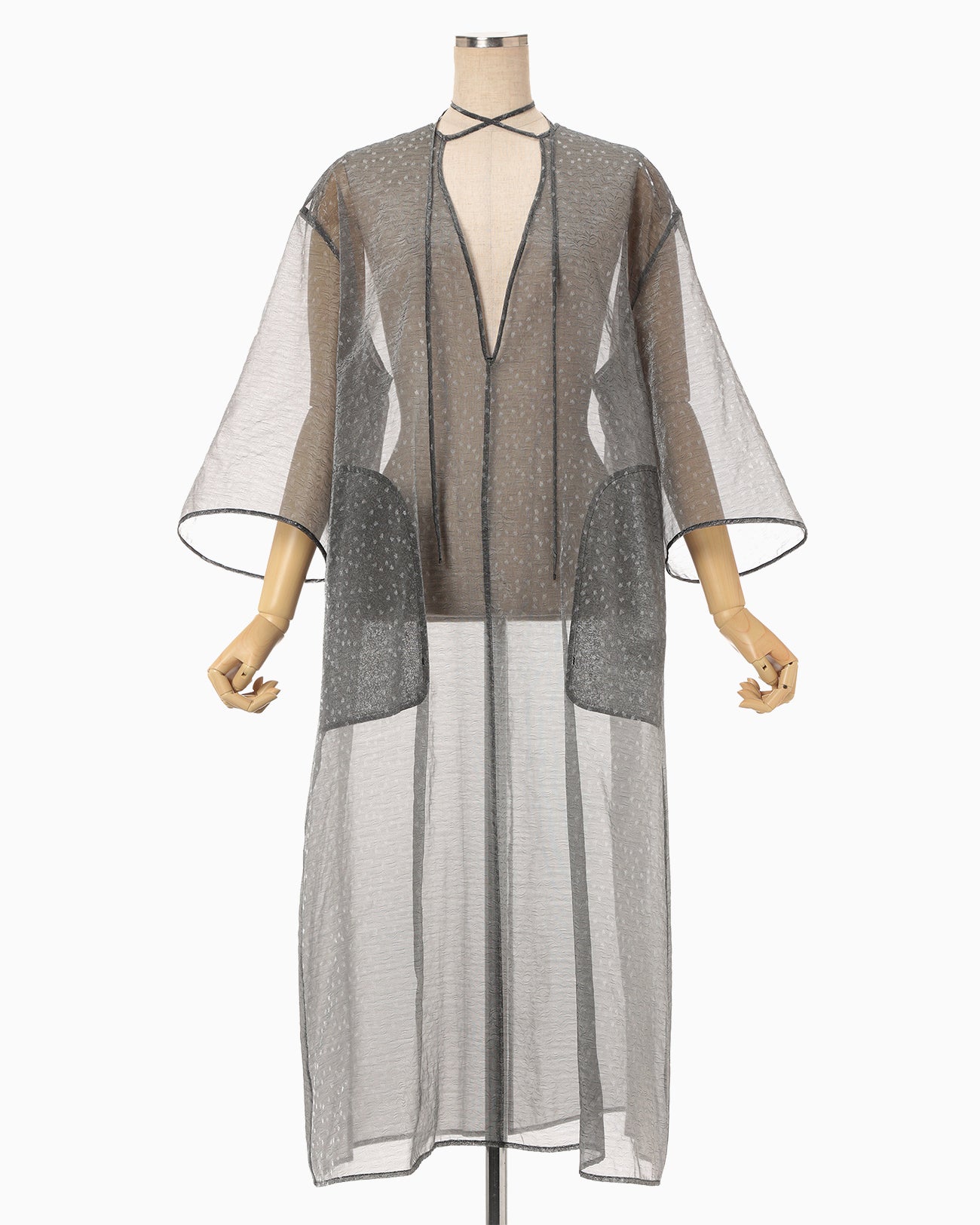 Floral Jacquard Sheer Dress - black - Mame Kurogouchi