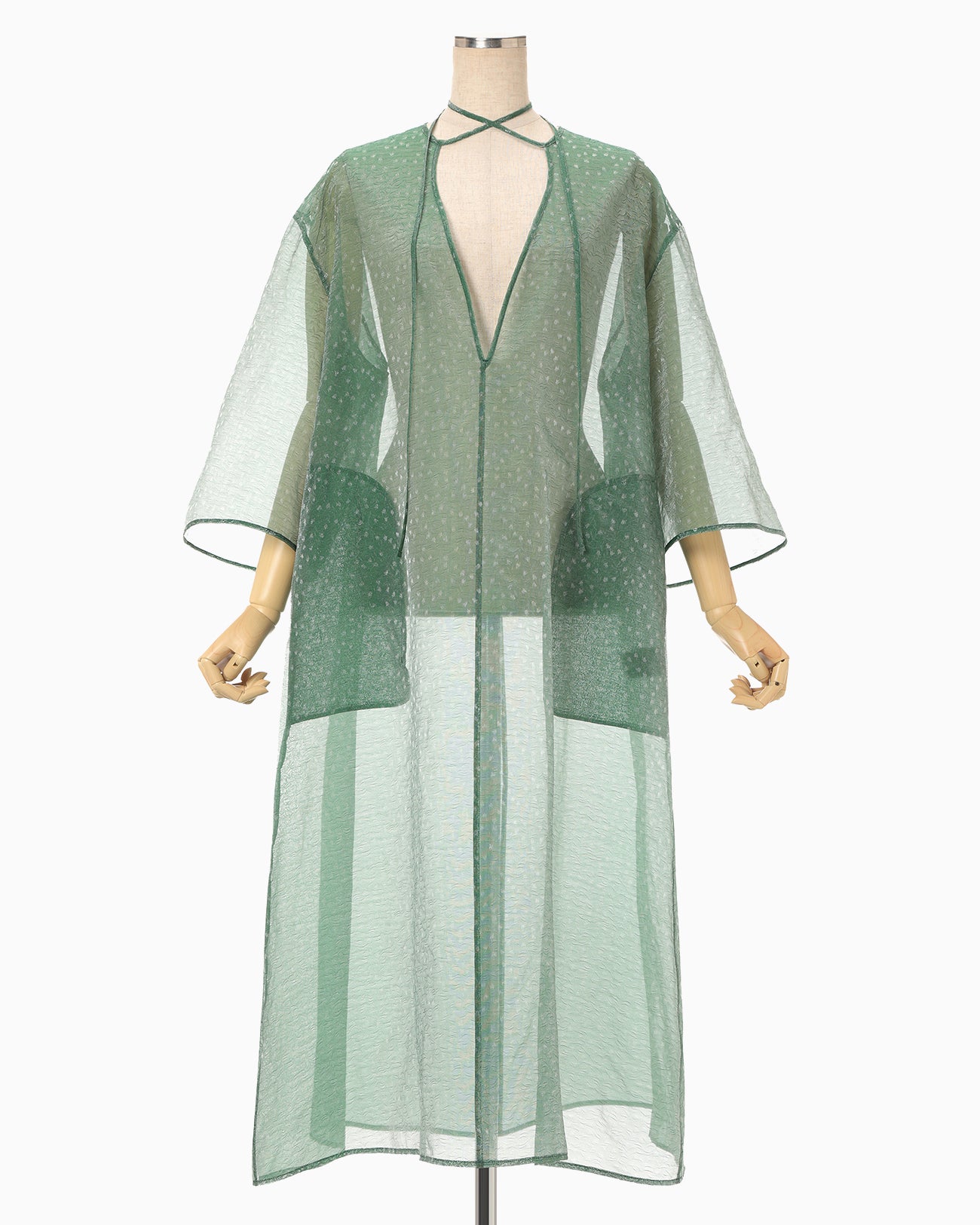 Floral Jacquard Sheer Dress - green - Mame Kurogouchi