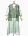 Floral Jacquard Sheer Dress - green