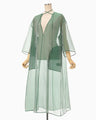 Floral Jacquard Sheer Dress - green