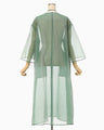 Floral Jacquard Sheer Dress - green
