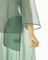 Floral Jacquard Sheer Dress - green