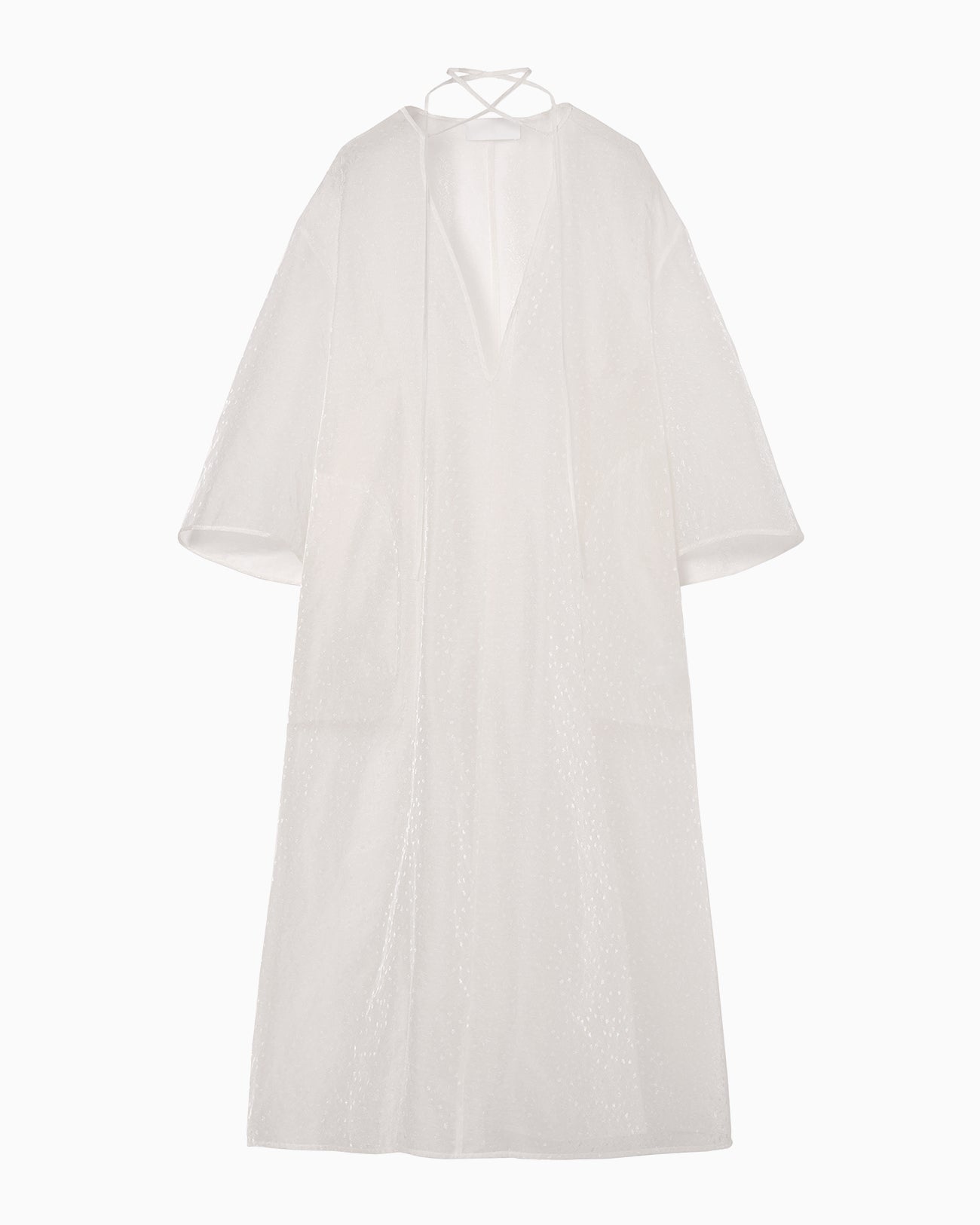 Floral Jacquard Sheer Dress - white - Mame Kurogouchi
