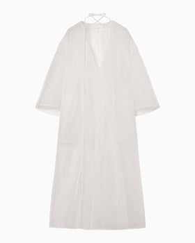 Floral Jacquard Sheer Dress - white