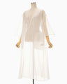 Floral Jacquard Sheer Dress - white