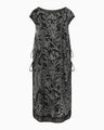 Washi Print Sleeveless Sheer Dress - black