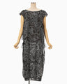Washi Print Sleeveless Sheer Dress - black