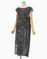 Washi Print Sleeveless Sheer Dress - black