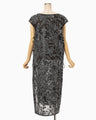 Washi Print Sleeveless Sheer Dress - black