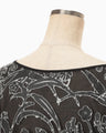 Washi Print Sleeveless Sheer Dress - black