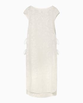 Washi Print Sleeveless Sheer Dress - white