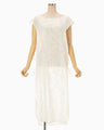 Washi Print Sleeveless Sheer Dress - white