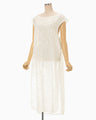 Washi Print Sleeveless Sheer Dress - white