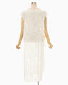 Washi Print Sleeveless Sheer Dress - white