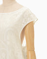 Washi Print Sleeveless Sheer Dress - white