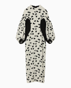 Double Layered Floral Jacquard Dress - ecru