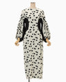 Double Layered Floral Jacquard Dress - ecru