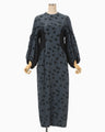 Double Layered Floral Jacquard Dress - navy