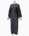 Double Layered Floral Jacquard Dress - navy