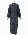 Double Layered Floral Jacquard Dress - navy