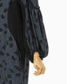 Double Layered Floral Jacquard Dress - navy