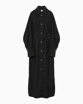 Floral Jacquard Shirt Dress - black