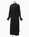Floral Jacquard Shirt Dress - black