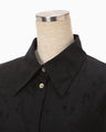 Floral Jacquard Shirt Dress - black