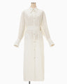 Floral Jacquard Shirt Dress - ecru