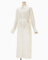 Floral Jacquard Shirt Dress - ecru