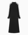 Triacetate Tule Lace Line Sleeve Dress - black