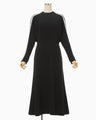 Triacetate Tule Lace Line Sleeve Dress - black