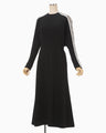 Triacetate Tule Lace Line Sleeve Dress - black