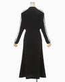 Triacetate Tule Lace Line Sleeve Dress - black