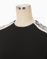 Triacetate Tule Lace Line Sleeve Dress - black