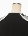 Triacetate Tule Lace Line Sleeve Dress - black