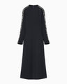 Triacetate Tule Lace Line Sleeve Dress - navy